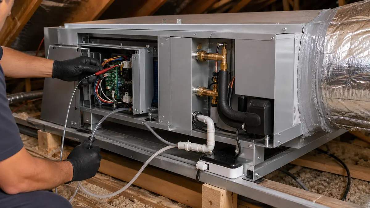 Mitsubishi SVZ ducted air handler in a Burbank closet